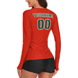 Custom Orange Red Green Women's Long-Sleeve Shirt