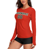 Custom Orange Red Dark Green Women's Long-Sleeve Shirt