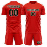 Custom Orange Red Dark Green Soccer Jersey