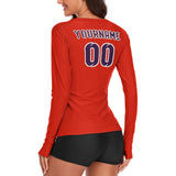 Custom Orange Red Purple Women's Long-Sleeve Shirt