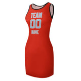 Custom Orange Red Light Blue Sleeveless Vest Dress