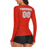 Custom Orange Red Light Blue Women's Long-Sleeve Shirt