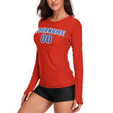 Custom Orange Red Sky Blue Women's Long-Sleeve Shirt