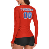 Custom Orange Red Sky Blue Women's Long-Sleeve Shirt