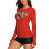 Custom Orange Red Blue Women's Long-Sleeve Shirt