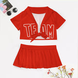 Custom Orange Red Orange Red Cheerleading Uniform Set