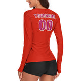 Custom Orange Red Pink Women's Long-Sleeve Shirt