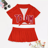 Custom Orange Red Red Cheerleading Uniform Set