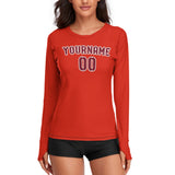Custom Orange Red Crimson Red Women's Long-Sleeve Shirt