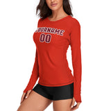 Custom Orange Red Crimson Red Women's Long-Sleeve Shirt