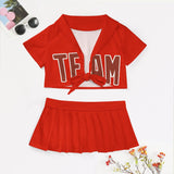 Custom Orange Red Coral Red Cheerleading Uniform Set