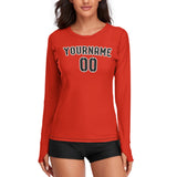 Custom Orange Red Black Women's Long-Sleeve Shirt