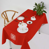 Custom Orange Red White Square Table Cloth