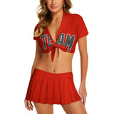 Custom Orange Red Dark Grey Cheerleading Uniform Set