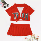 Custom Orange Red Dark Grey Cheerleading Uniform Set
