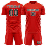 Custom Orange Red Dark Grey Soccer Jersey