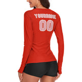 Custom Orange Red Light Pink Women's Long-Sleeve Shirt