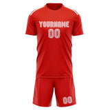 Custom Orange Red Light Pink Soccer Jersey