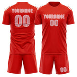 Custom Orange Red Light Pink Soccer Jersey