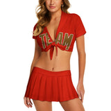 Custom Orange Red Khaki Cheerleading Uniform Set