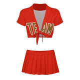 Custom Orange Red Khaki Cheerleading Uniform Set