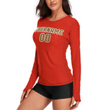 Custom Orange Red Khaki Women's Long-Sleeve Shirt