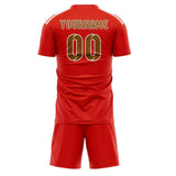 Custom Orange Red Khaki Soccer Jersey