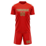 Custom Orange Red Khaki Soccer Jersey