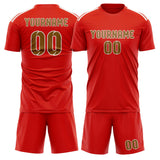 Custom Orange Red Khaki Soccer Jersey