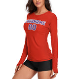 Custom Orange Red Light Purple Women's Long-Sleeve Shirt