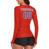 Custom Orange Red Light Purple Women's Long-Sleeve Shirt