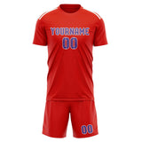 Custom Orange Red Light Purple Soccer Jersey