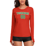Custom Orange Red Emerald Green Women's Long-Sleeve Shirt