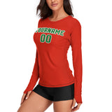 Custom Orange Red Emerald Green Women's Long-Sleeve Shirt
