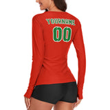 Custom Orange Red Emerald Green Women's Long-Sleeve Shirt
