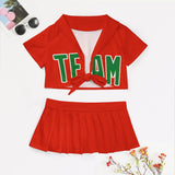 Custom Orange Red Emerald Green Cheerleading Uniform Set