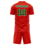 Custom Orange Red Emerald Green Soccer Jersey