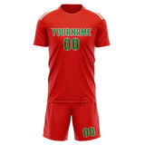 Custom Orange Red Emerald Green Soccer Jersey
