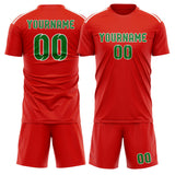Custom Orange Red Emerald Green Soccer Jersey