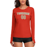 Custom Orange Red Light Khaki Women's Long-Sleeve Shirt