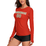 Custom Orange Red Light Khaki Women's Long-Sleeve Shirt