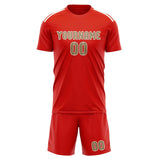 Custom Orange Red Light Khaki Soccer Jersey