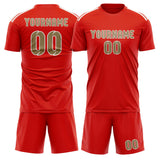 Custom Orange Red Light Khaki Soccer Jersey