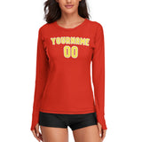 Custom Orange Red Light Yellow Women's Long-Sleeve Shirt