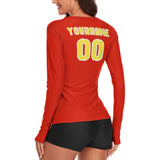 Custom Orange Red Light Yellow Women's Long-Sleeve Shirt