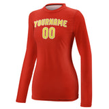 Custom Orange Red Light Yellow Women's Long-Sleeve Shirt