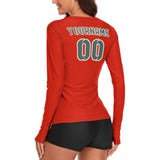 Custom Orange Red Blue Green Women's Long-Sleeve Shirt