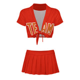 Custom Orange Red Orange Cheerleading Uniform Set