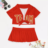 Custom Orange Red Orange Cheerleading Uniform Set