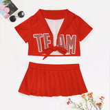 Custom Orange Red Copper Rose Cheerleading Uniform Set